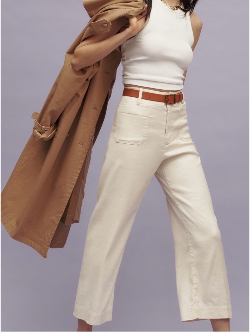 Anthropologie Maeve Collette High-Rise Wide Leg Linen Pants in Cream 25 petite
